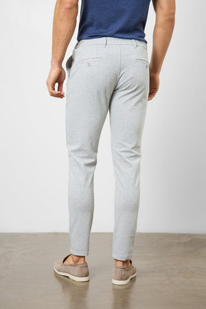 Herringbone Stripe Trouser in Pale Grey - TAILORED ATHLETE - ROW