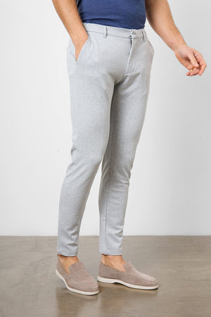 Herringbone Stripe Trouser in Pale Grey - TAILORED ATHLETE - ROW