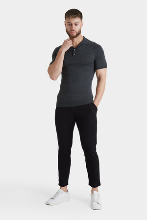 Merino Open Collar Knitted Polo in Forest Marl - TAILORED ATHLETE - ROW