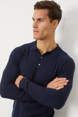 Knitted Polo Shirt in Denim - TAILORED ATHLETE - ROW