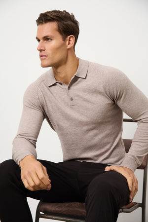 Knitted Polo Shirt in Wheat - TAILORED ATHLETE - ROW