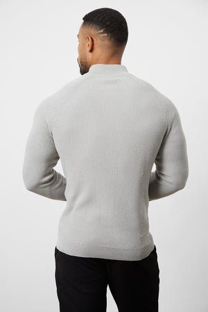 Fisherman Textured Half Zip Neck in Soft Grey - TAILORED ATHLETE - ROW