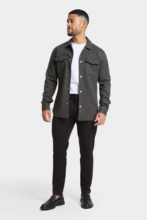 Semi Plain Twin Pocket Overshirt in Charcoal - TAILORED ATHLETE - ROW