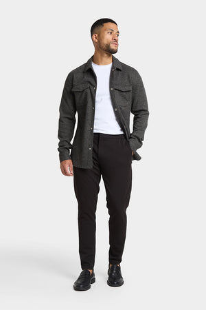 Semi Plain Twin Pocket Overshirt in Charcoal - TAILORED ATHLETE - ROW