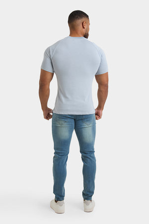 Knit Look T-Shirt in Chalk Blue - TAILORED ATHLETE - ROW