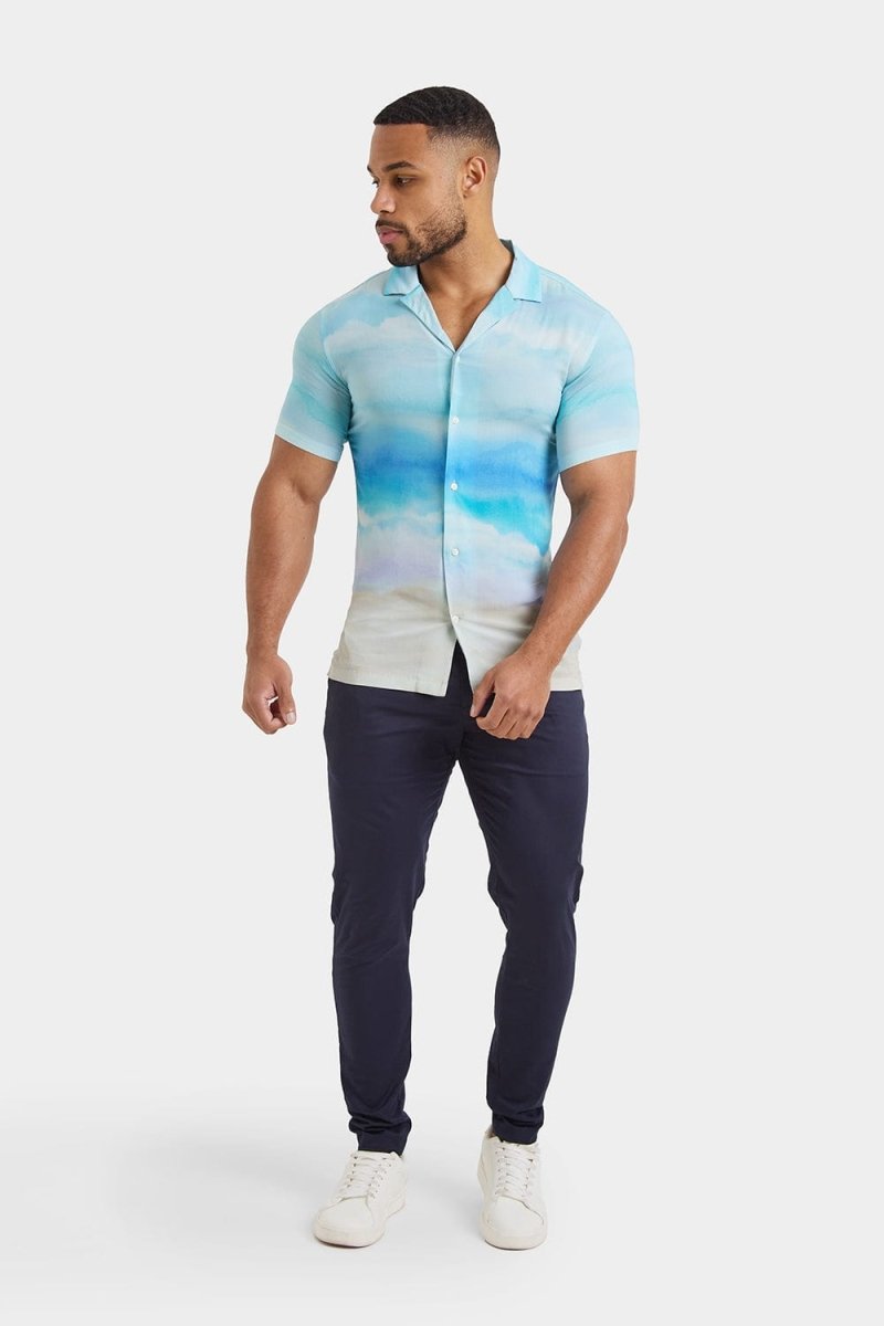 Printed Shirt in Light Blue Landscape - TAILORED ATHLETE - ROW