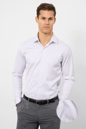 Performance Business Shirt in Lilac/White Bengal Stripe - TAILORED ATHLETE - ROW