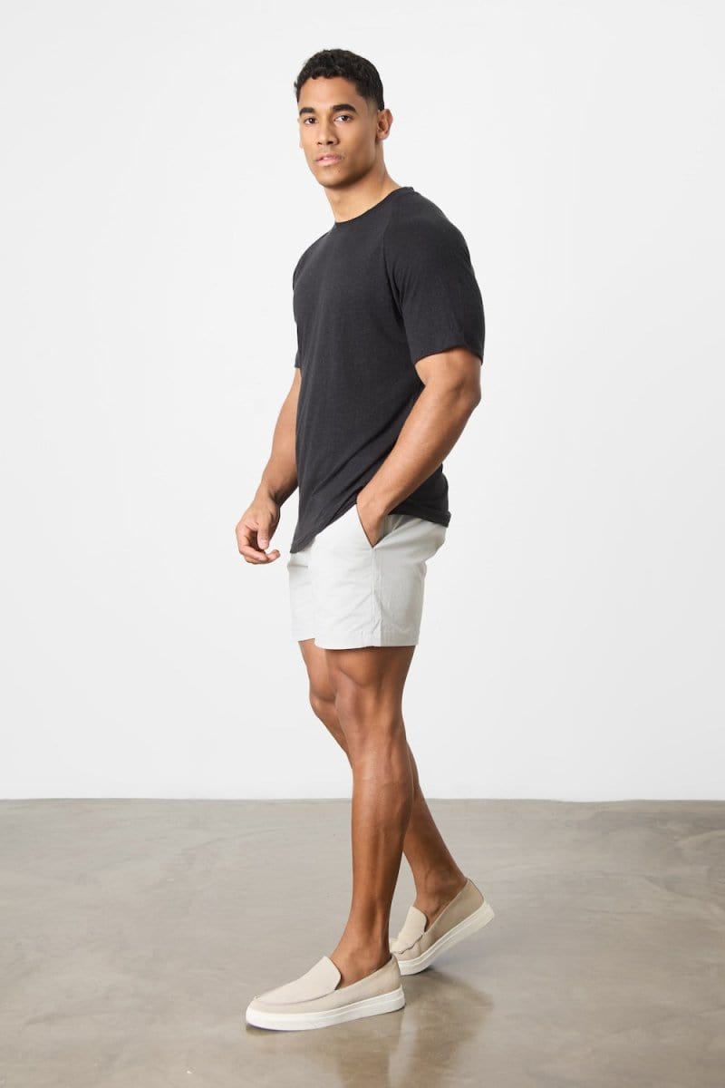 Linen Blend Knit Look T-shirt in Black - TAILORED ATHLETE - ROW
