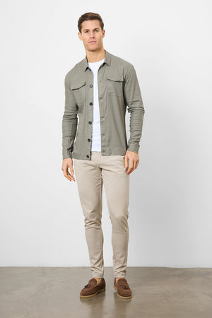 Linen Blend Pocket Overshirt in Mole - TAILORED ATHLETE - ROW