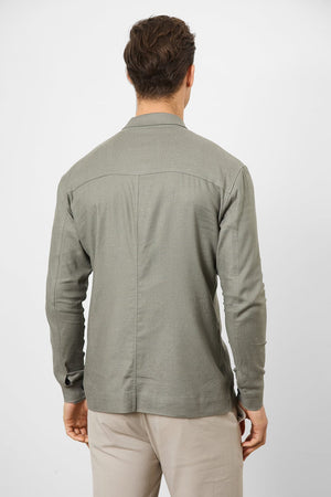 Linen Blend Pocket Overshirt in Mole - TAILORED ATHLETE - ROW