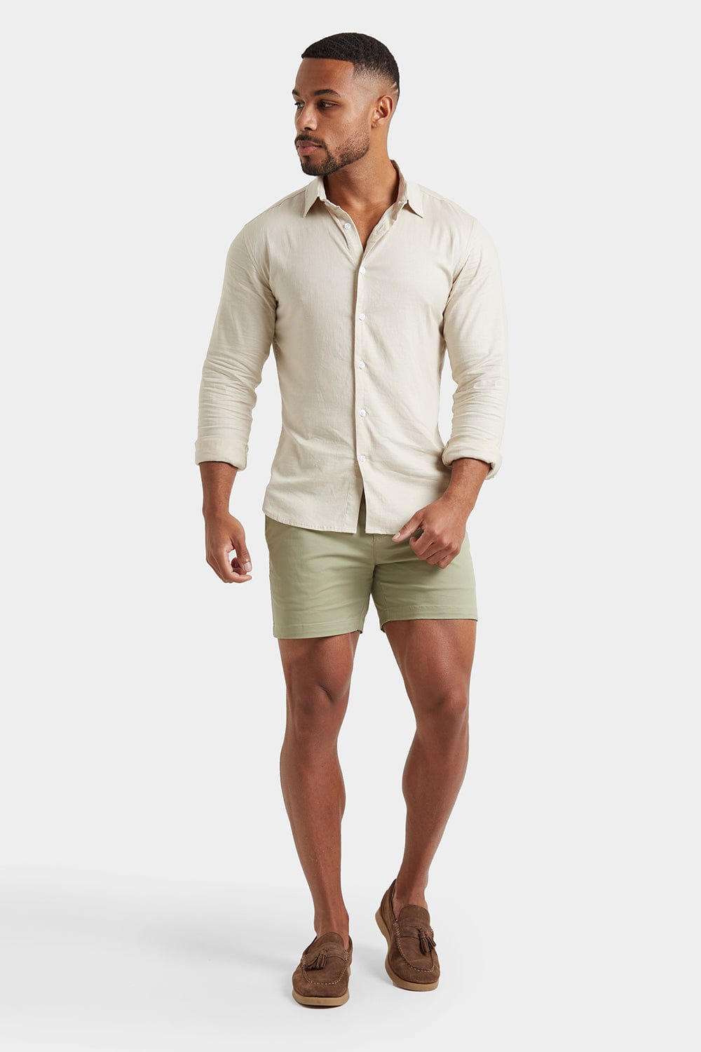 Linen Blend Shirt in Stone - TAILORED ATHLETE - ROW
