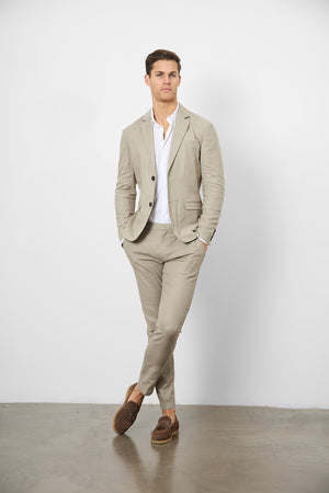 Linen Blend Suit Jacket in Dark Stone - TAILORED ATHLETE - ROW