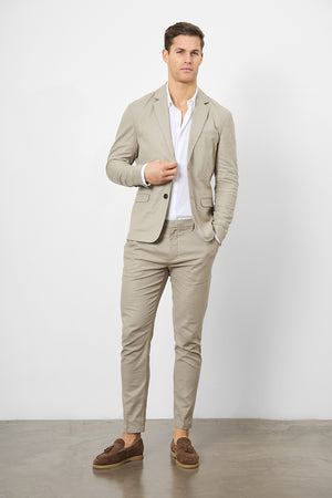 Linen Blend Suit Jacket in Dark Stone - TAILORED ATHLETE - ROW