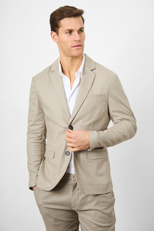 Linen Blend Suit Jacket in Dark Stone - TAILORED ATHLETE - ROW