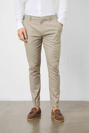 Linen Blend Suit Trousers in Dark Stone - TAILORED ATHLETE - ROW