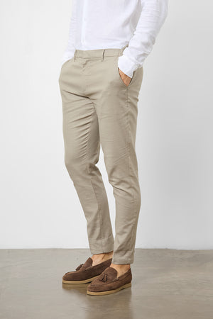 Linen Blend Suit Trousers in Dark Stone - TAILORED ATHLETE - ROW