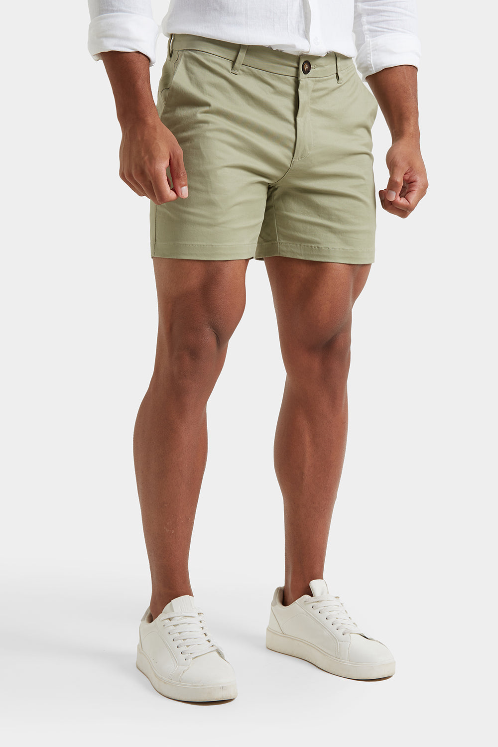 Muscle Fit Chino Shorts - Shorter Length in Sage - TAILORED ATHLETE - ROW