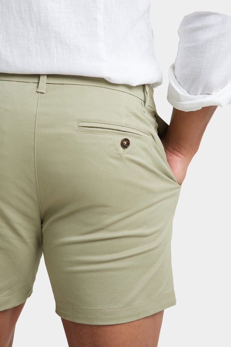 Muscle Fit Chino Shorts - Shorter Length in Sage - TAILORED ATHLETE - ROW