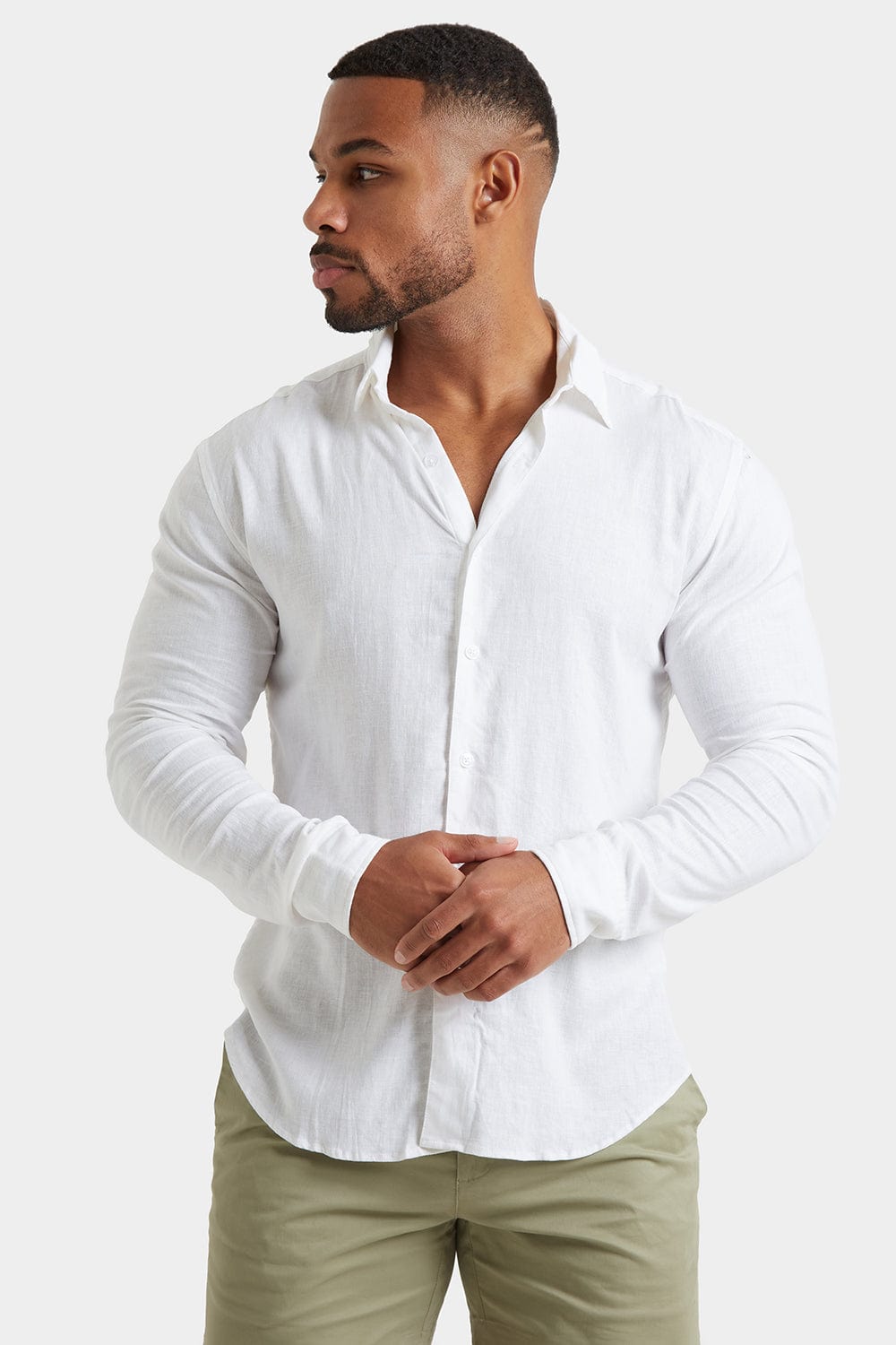 Linen Blend Shirt in White - TAILORED ATHLETE - ROW