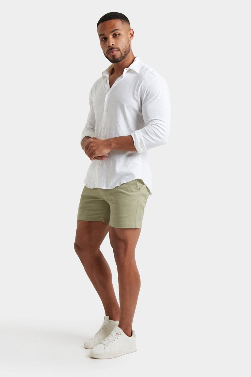Muscle Fit Chino Shorts - Shorter Length in Sage - TAILORED ATHLETE - ROW