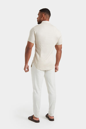 Short Sleeve Linen Blend Shirt in Stone - TAILORED ATHLETE - ROW