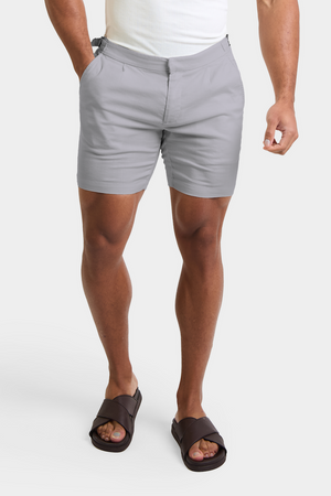 Linen Blend Side Adjuster Shorts in Mole - TAILORED ATHLETE - ROW