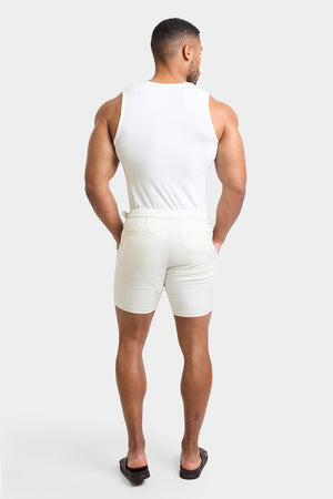 Linen Blend Side Adjuster Shorts in Chalk - TAILORED ATHLETE - ROW