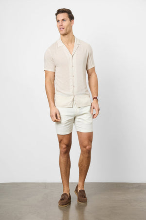 Linen Blend Side Adjuster Shorts in Chalk - TAILORED ATHLETE - ROW