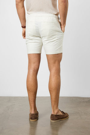 Linen Blend Side Adjuster Shorts in Chalk - TAILORED ATHLETE - ROW