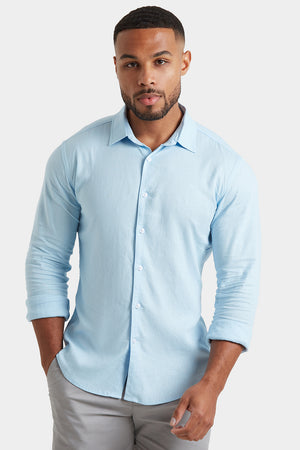 Linen Blend Shirt in Light Blue - TAILORED ATHLETE - ROW