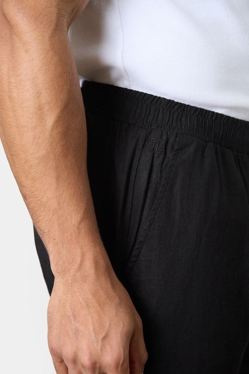 Linen Blend Shorts in Black - TAILORED ATHLETE - ROW