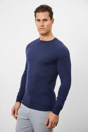 Merino Wool Crew Neck Jumper in Airforce - TAILORED ATHLETE - ROW