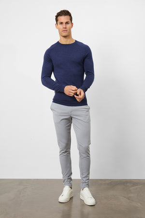 Merino Wool Crew Neck Jumper in Airforce - TAILORED ATHLETE - ROW