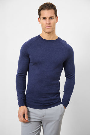 Merino Wool Crew Neck Jumper in Airforce - TAILORED ATHLETE - ROW