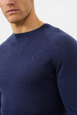 Merino Wool Crew Neck Jumper in Airforce - TAILORED ATHLETE - ROW