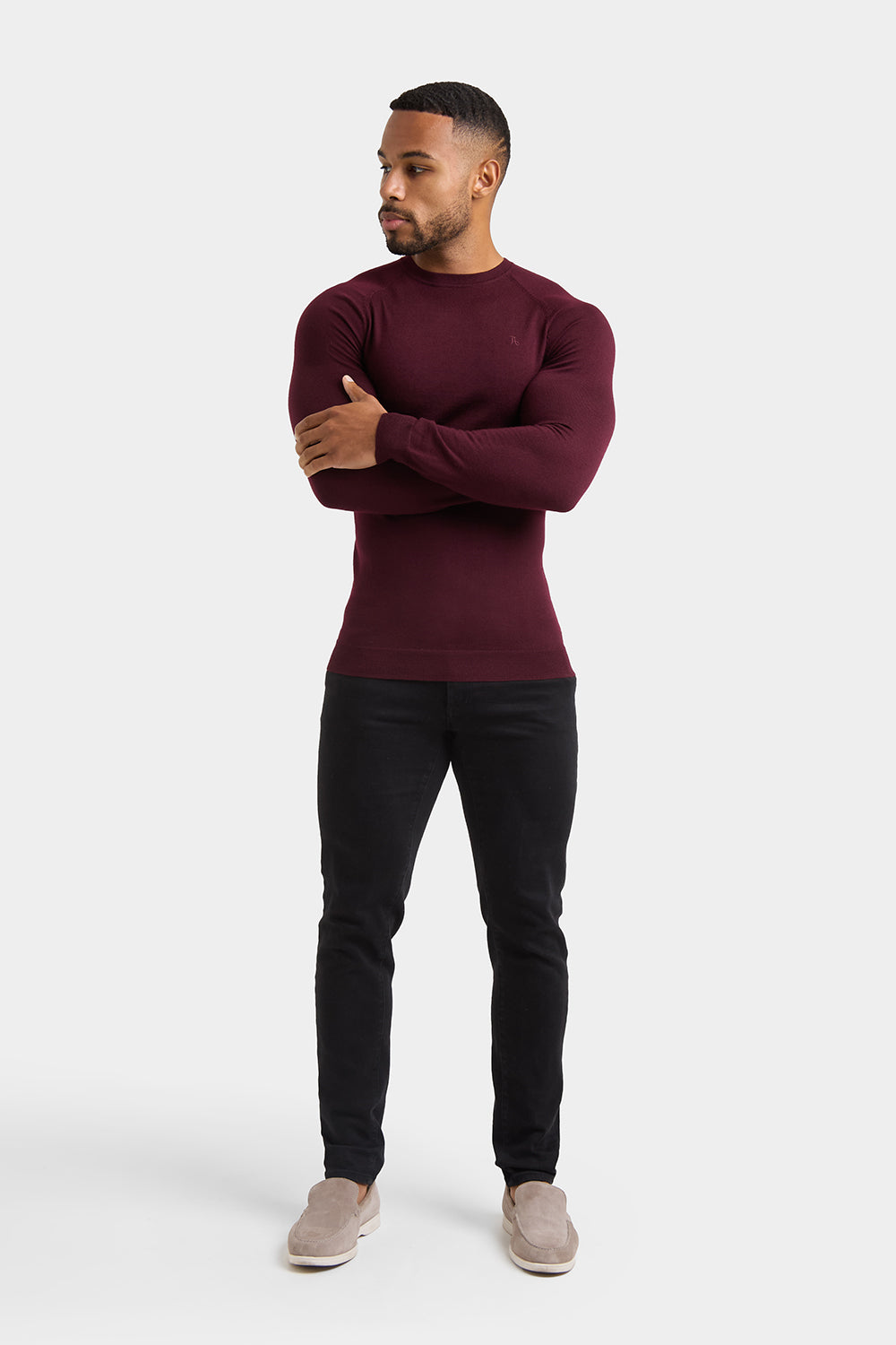 Merino Wool Crew Neck Jumper in Claret - TAILORED ATHLETE - ROW