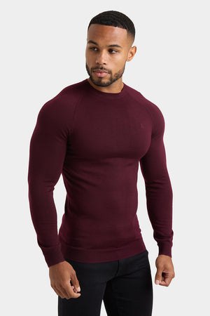 Merino Wool Crew Neck Jumper in Claret - TAILORED ATHLETE - ROW