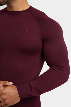 Merino Wool Crew Neck Jumper in Claret - TAILORED ATHLETE - ROW