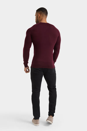 Merino Wool Crew Neck Jumper in Claret - TAILORED ATHLETE - ROW