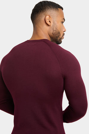 Merino Wool Crew Neck Jumper in Claret - TAILORED ATHLETE - ROW