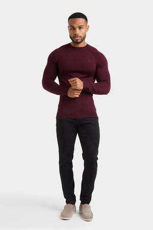 Merino Wool Crew Neck Jumper in Claret - TAILORED ATHLETE - ROW