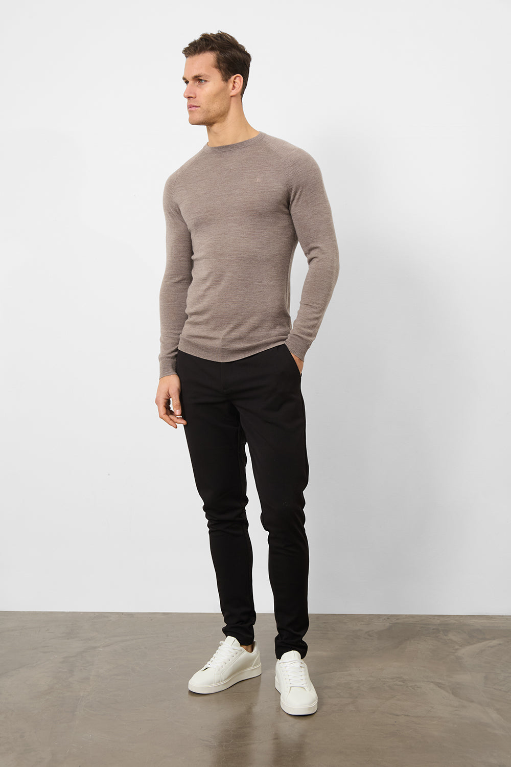 Merino Wool Crew Neck Jumper in Oatmeal Marl - TAILORED ATHLETE - ROW