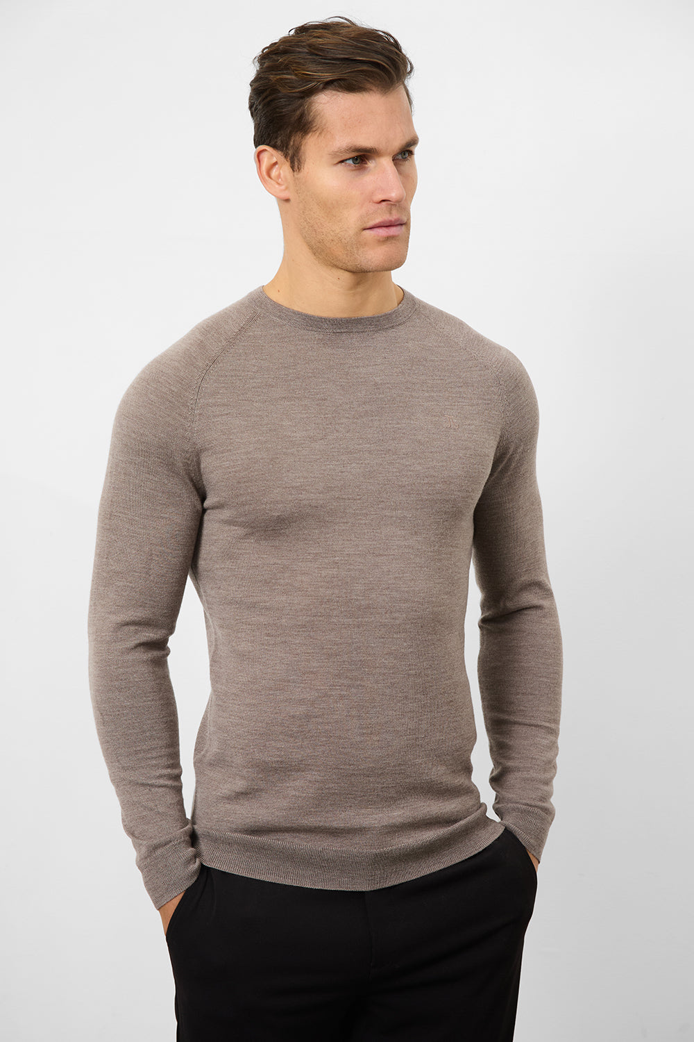 Merino Wool Crew Neck Jumper in Oatmeal Marl - TAILORED ATHLETE - ROW