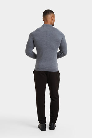 Merino Wool Polo Shirt in Mid Grey Marl - TAILORED ATHLETE - ROW