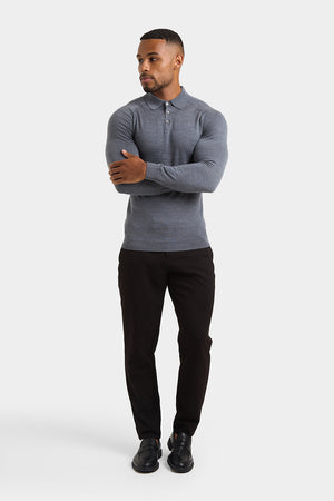 Merino Wool Polo Shirt in Mid Grey Marl - TAILORED ATHLETE - ROW