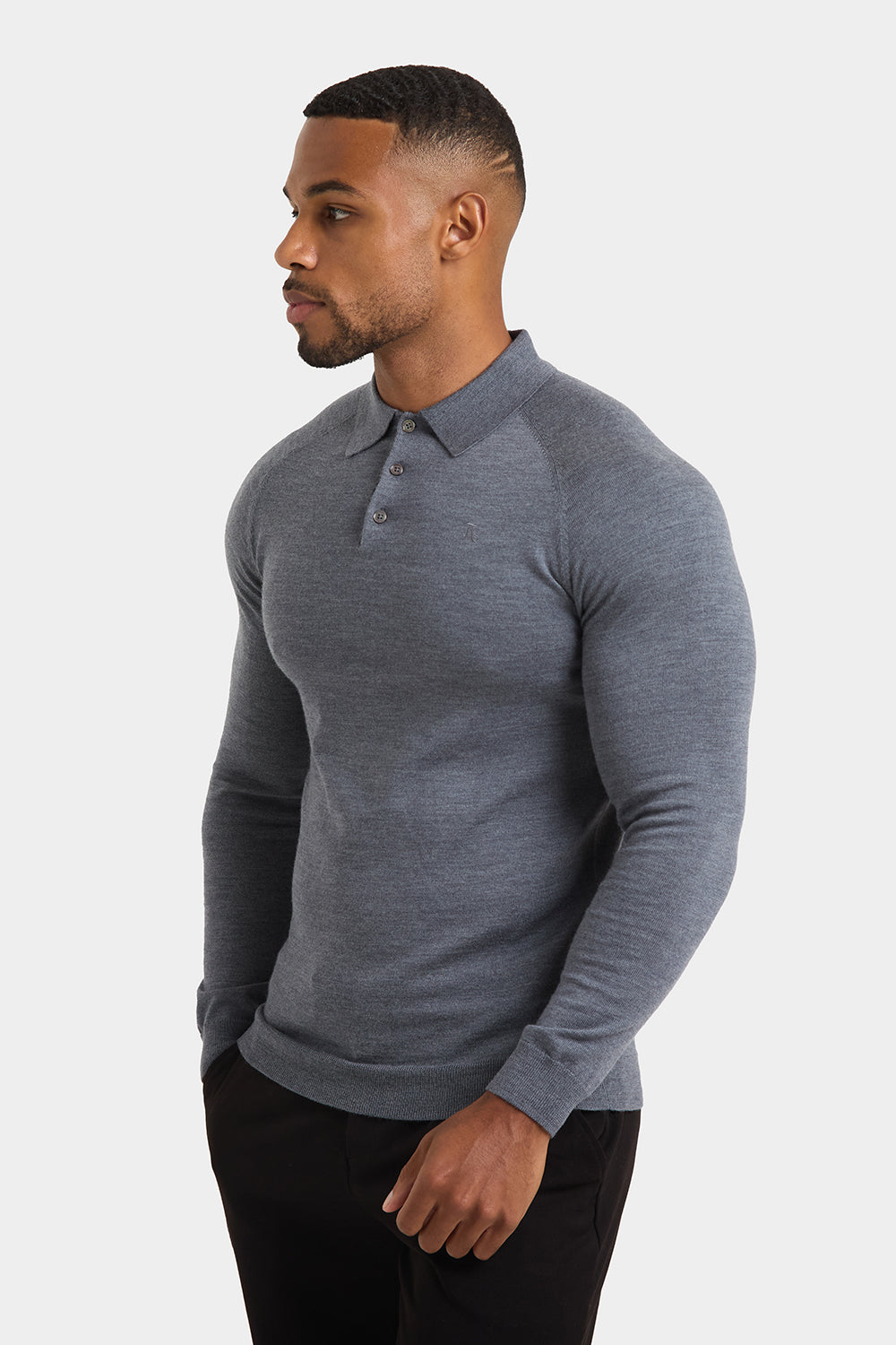 Merino Wool Polo Shirt in Mid Grey Marl - TAILORED ATHLETE - ROW