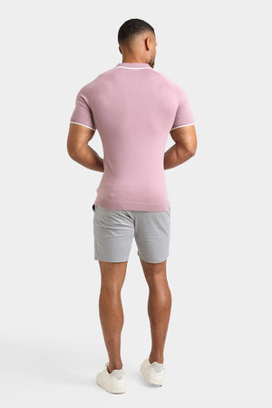 Merino Tipped Open Collar Polo Shirt in Dusky Pink - TAILORED ATHLETE - ROW