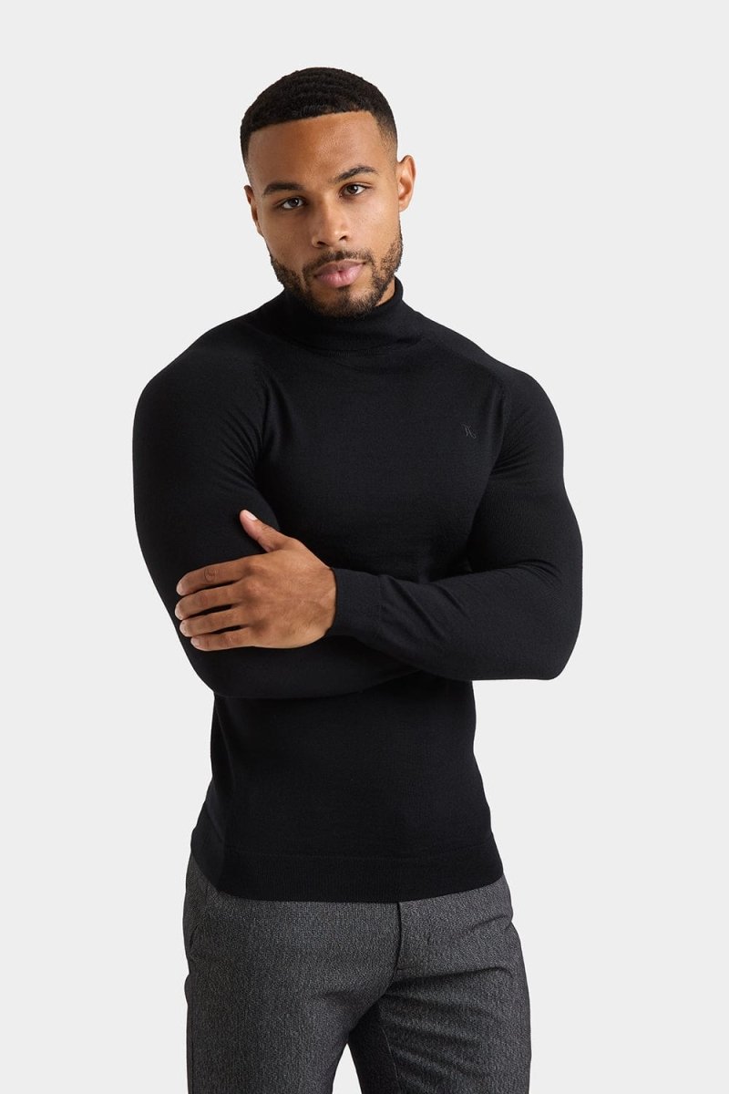 Merino Wool Roll Neck in Black TAILORED ATHLETE ROW