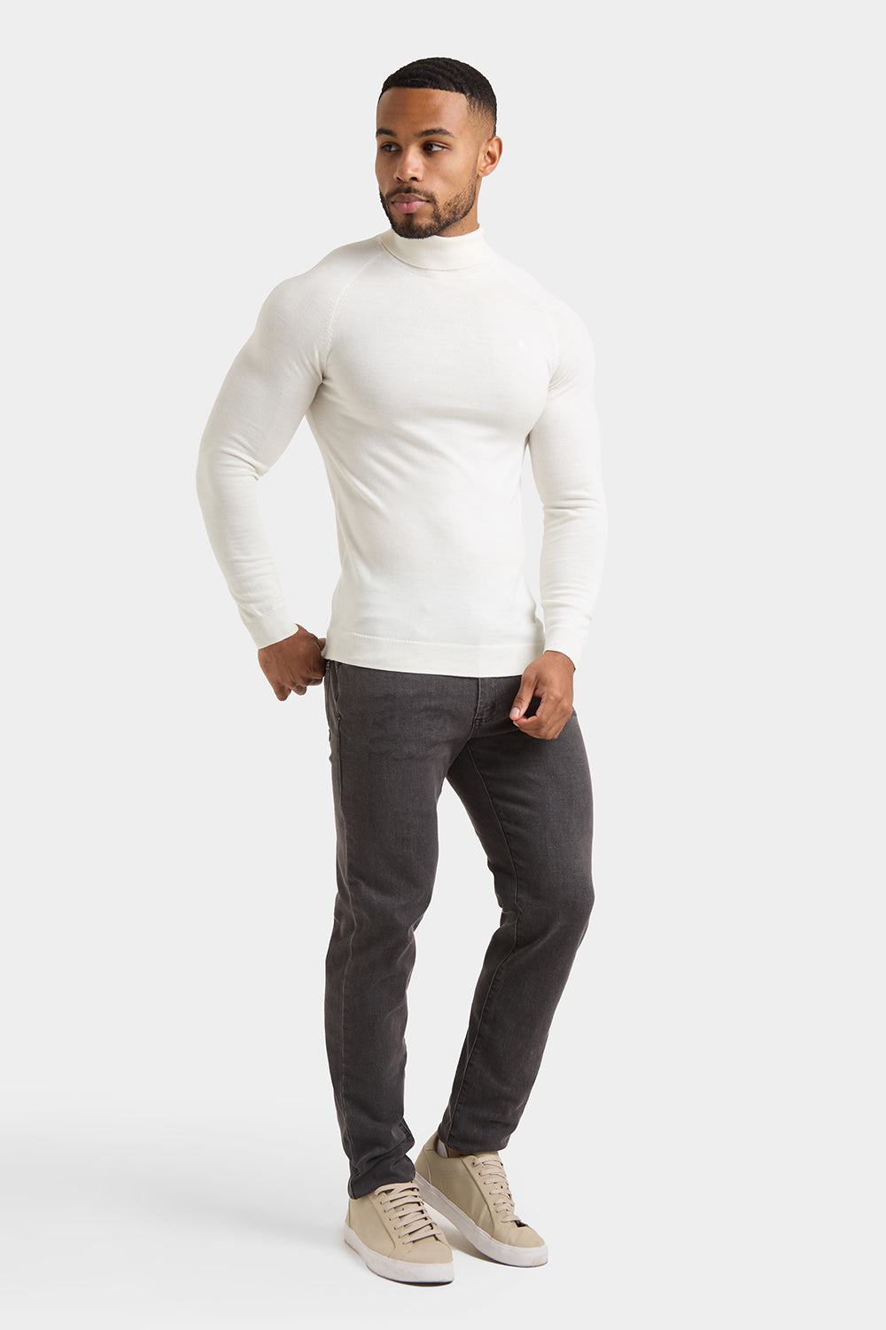 Merino Wool Roll Neck in Chalk - TAILORED ATHLETE - ROW