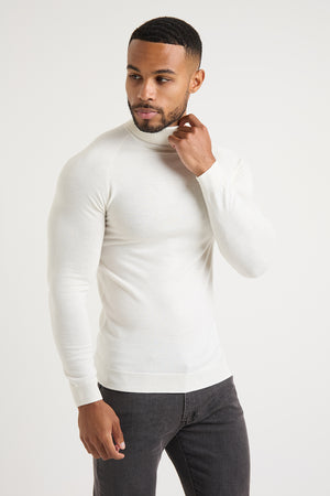 Merino Wool Roll Neck in Chalk - TAILORED ATHLETE - ROW